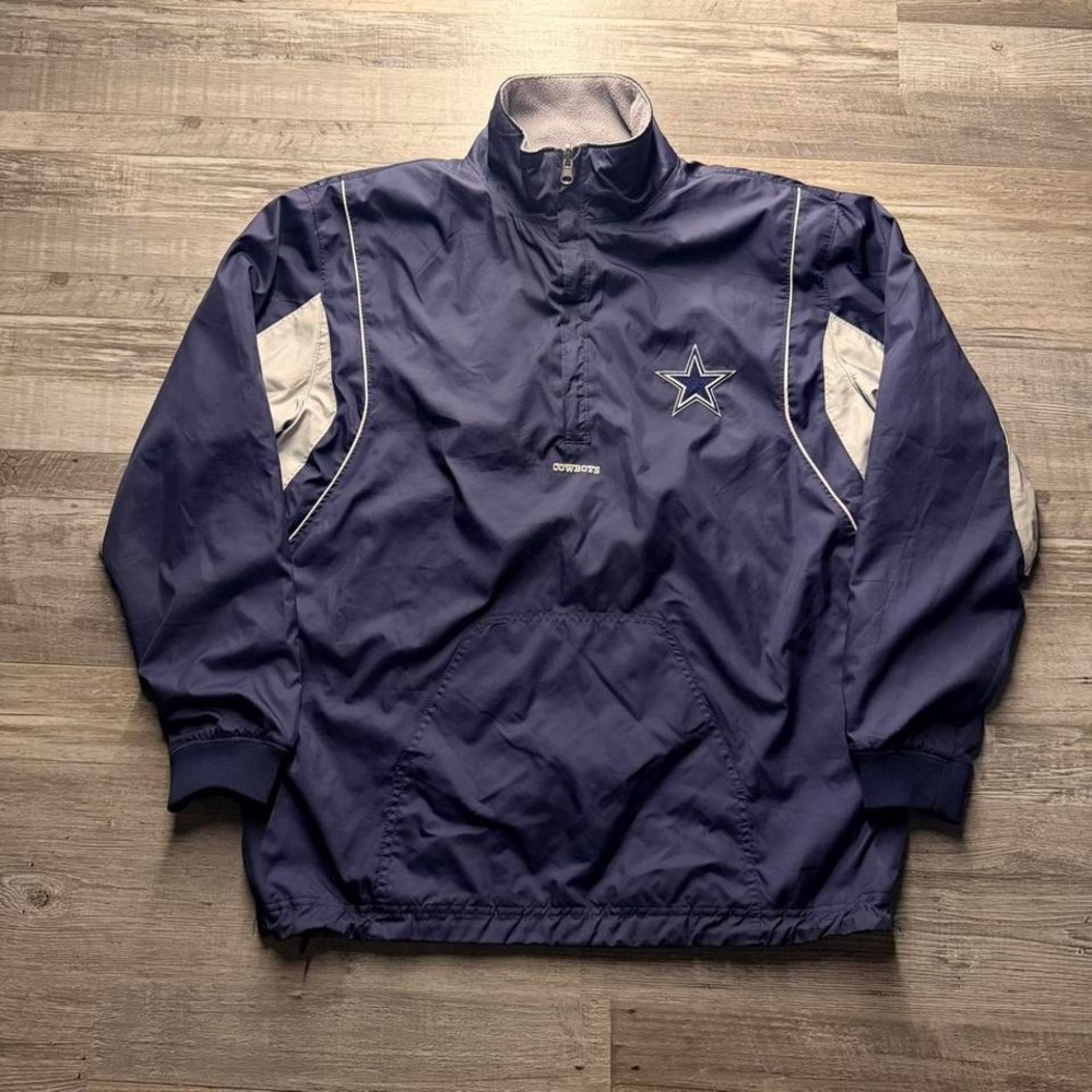 Reversible Dallas Cowboys Fleece / Windbreaker Pullover Jacket Boxy Fit